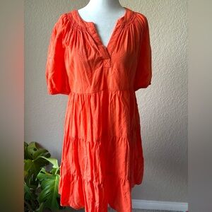 Crown&Ivy Orange 100% Cotton Summer Dress. SZ-PS